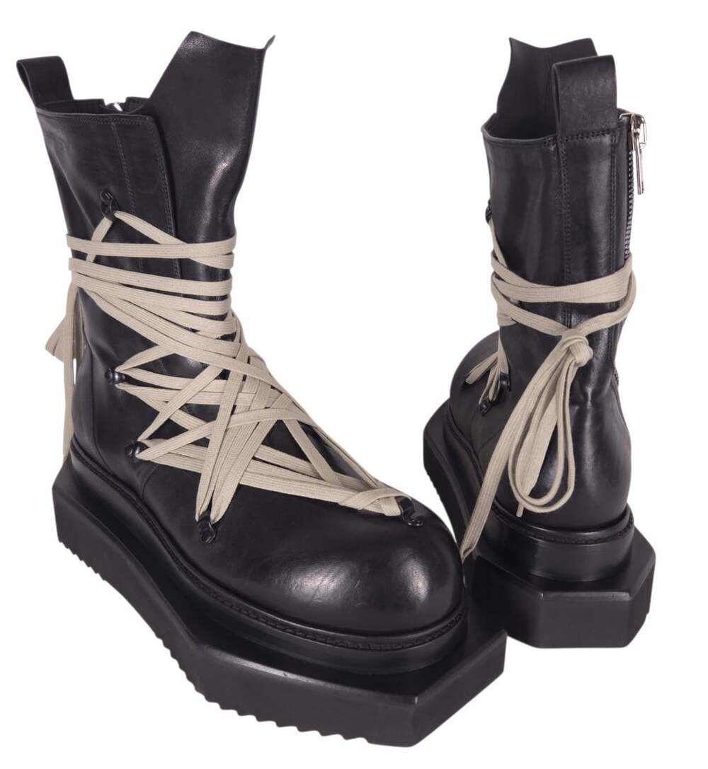 Rick Owens Megalace Turbo Cyclops Boots US 13 EU 46 Mens Black Leather Platform